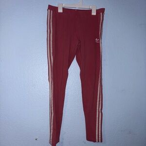 Adidas Pink and White Leggings with Classic Stripes